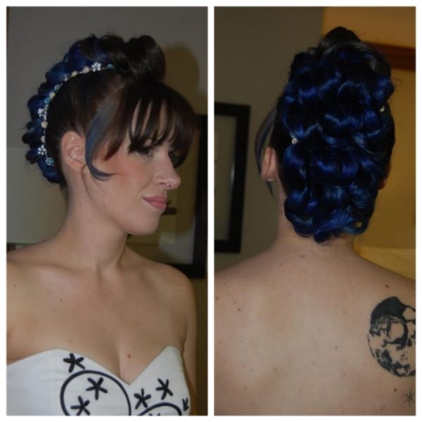 Mohawk curls for this non-traditional bride at her wedding in CT