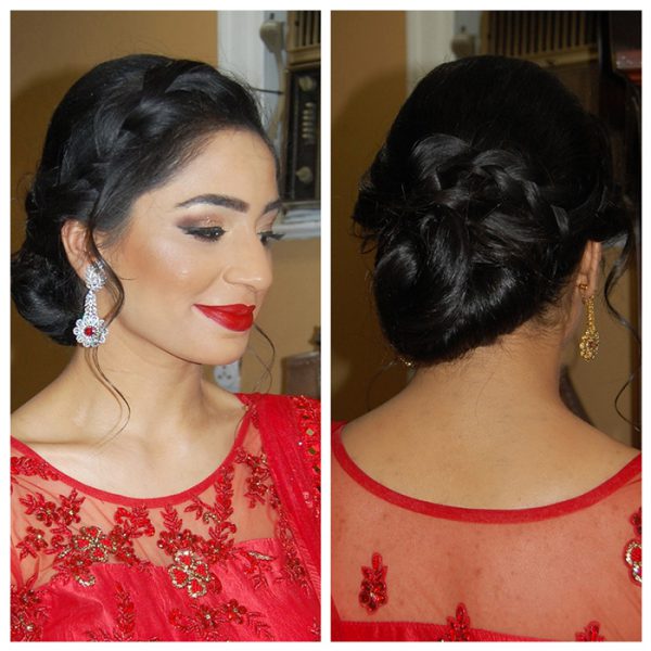 Punjabi engagement party - braided bun