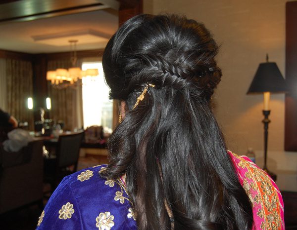 Sangeet bride - half up fishtail braid