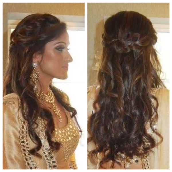 Bridal half updo at wedding reception - bridal hair and makeup by Naz Beauty