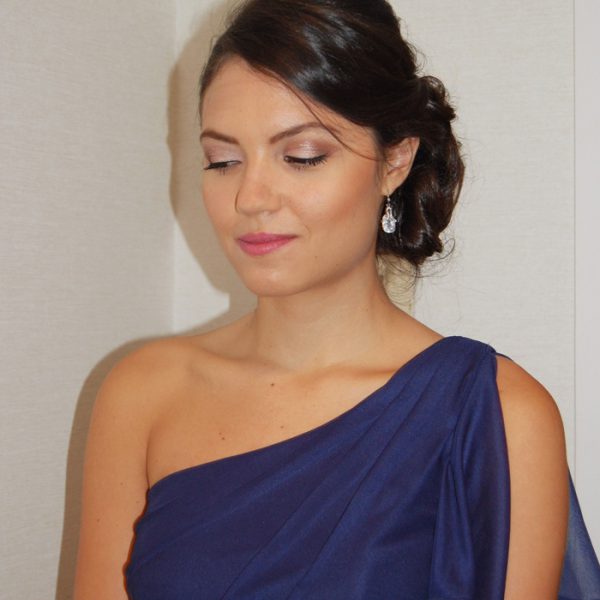 Natural makeup for this beautiful bridesmaid in Old Greenwich, CT - wedding party hair and makeup by Naz Beauty